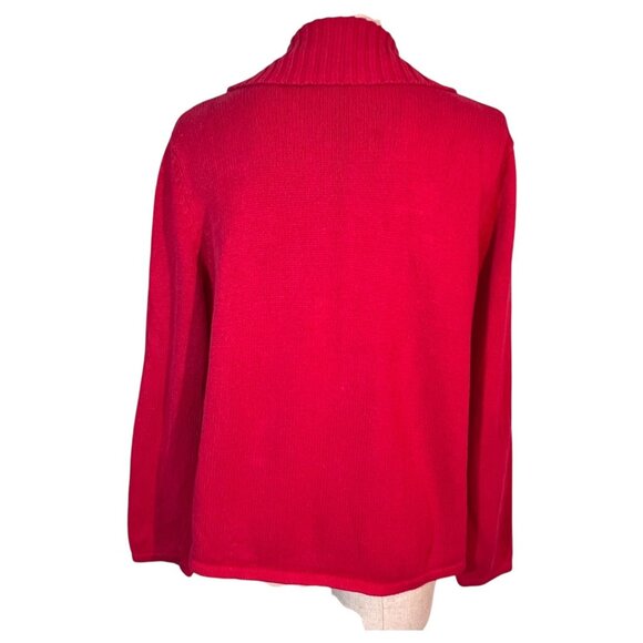 Tiara International Christmas Collection Red Reindeer Sweater Women Size L Zip - Picture 7 of 10